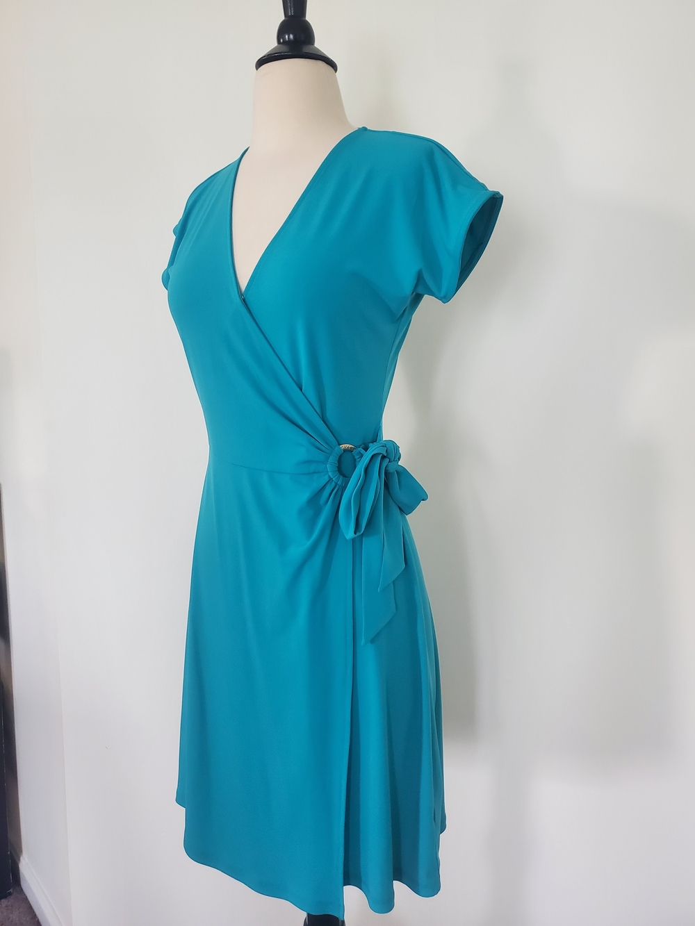 Michael Kors Teal Wrap Dress with Side Tie